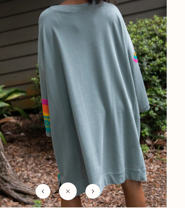 Loose Large Design Printed Crew Neck Sweatshirt Women