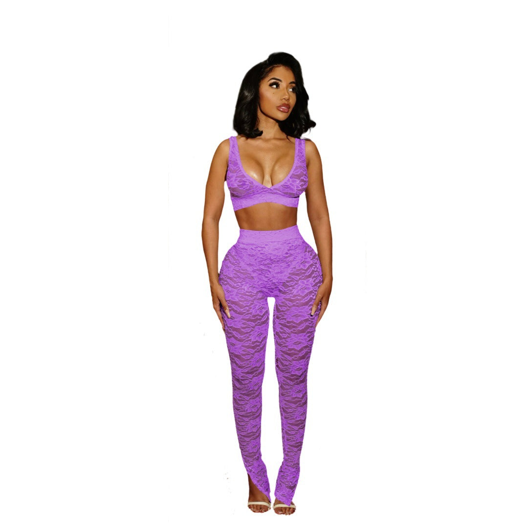 European And American Womens Fashion Dobaan Lace Two-piece Set