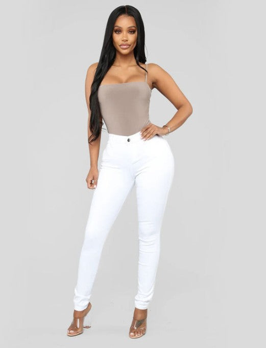 Womens Fashion High-waisted Stretchy Slim-fit Denim Jeans