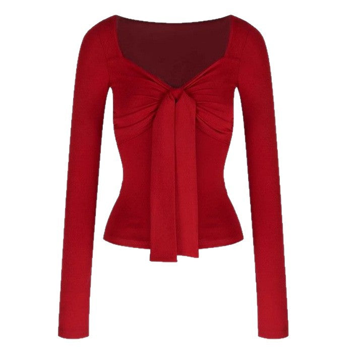 Sexy Innocent Bow-Knot Long-Sleeve Top For FallWinter