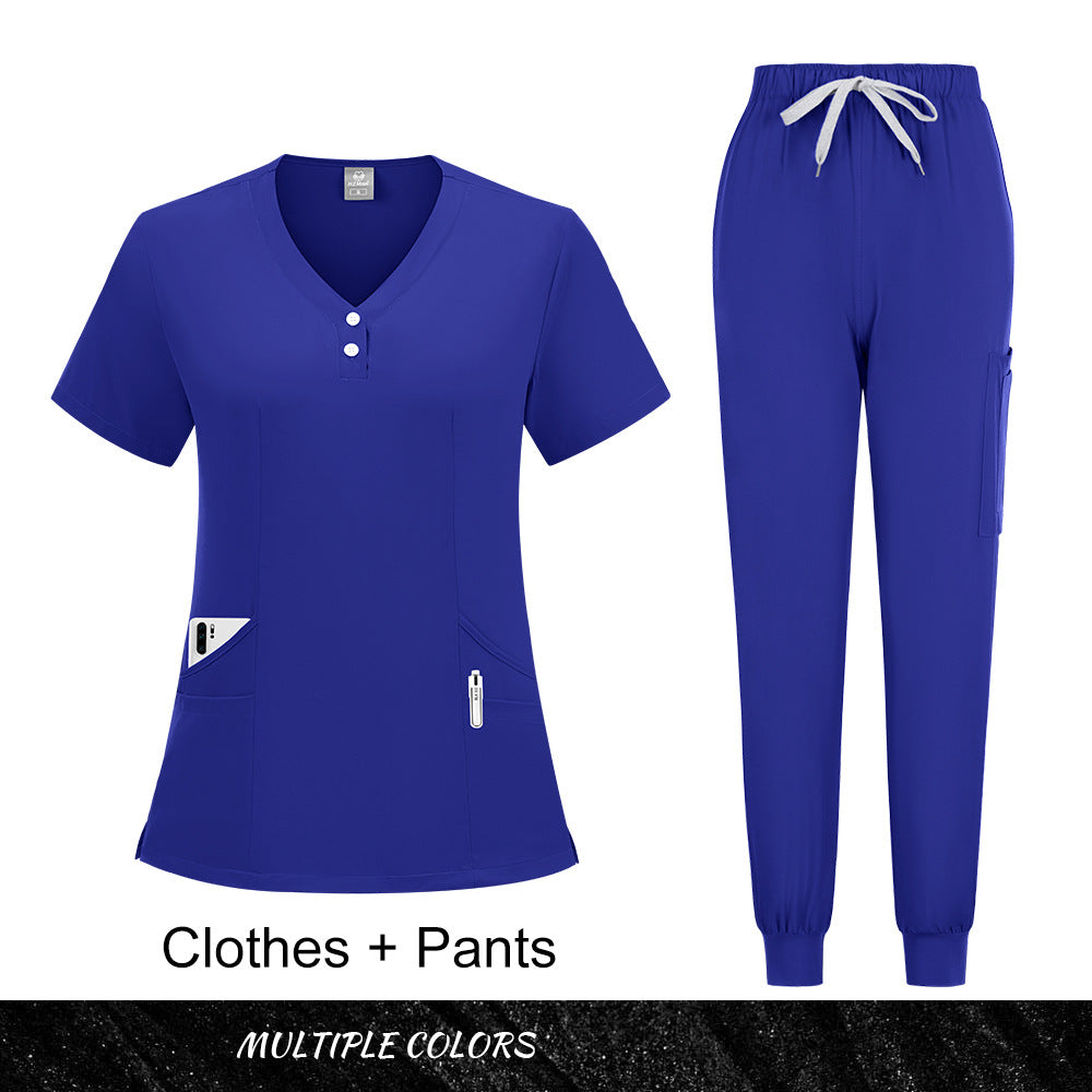 Stylish Casual Scrub Set For Women Long- Or Short-sleeve Doctor And Nurse Uniform