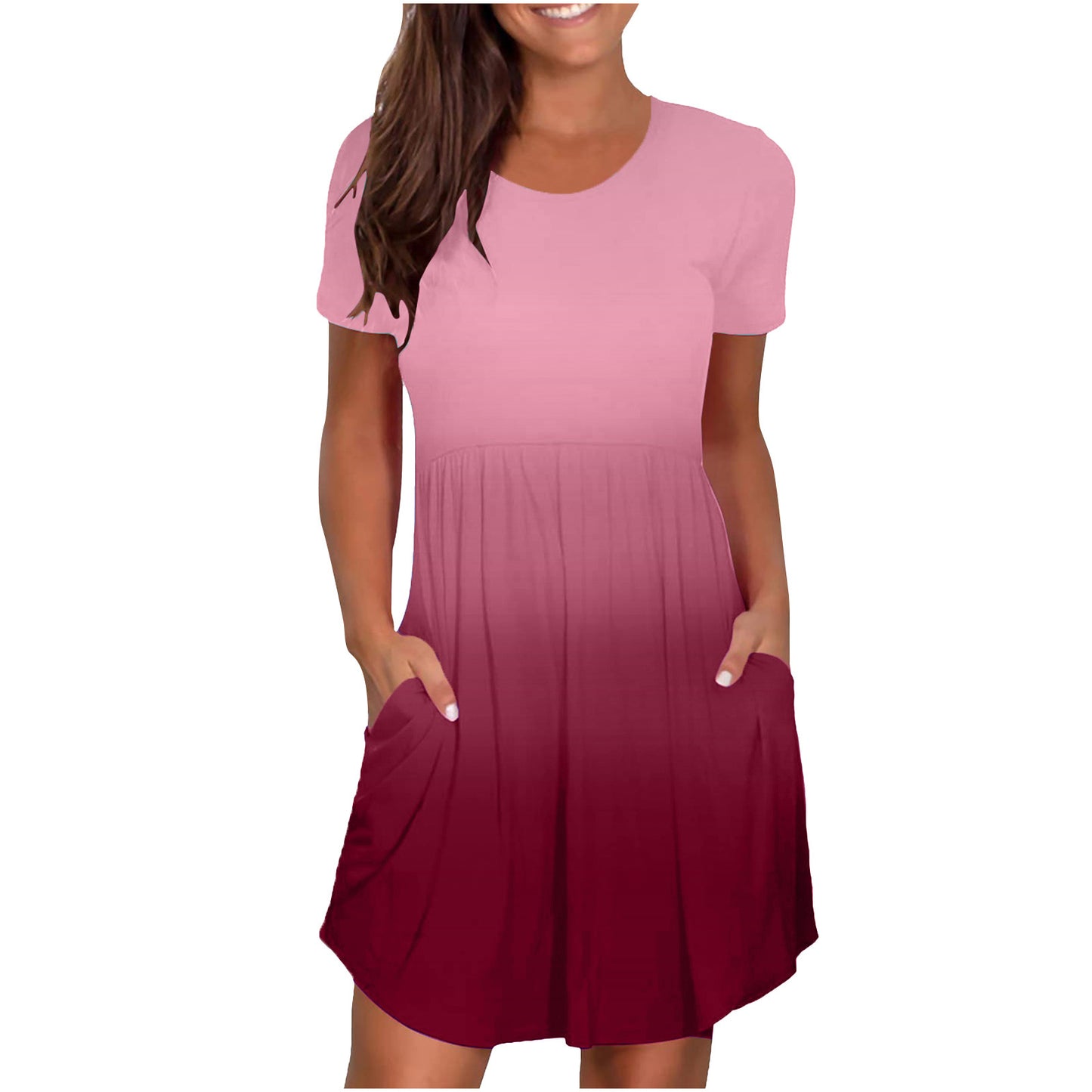 Women's Casual Crew-Neck Printed Pullover Short Sleeve