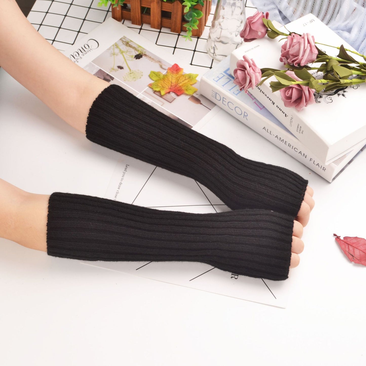 Sleeves Korean Knitted Women's Thermal Insulation