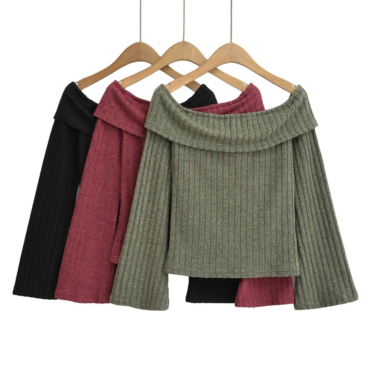Idle Style Off-the-shoulder Slim Pullover T-shirt