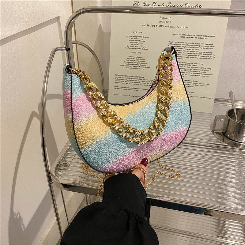 Casual Fashion Contrast Chain Tote Bag