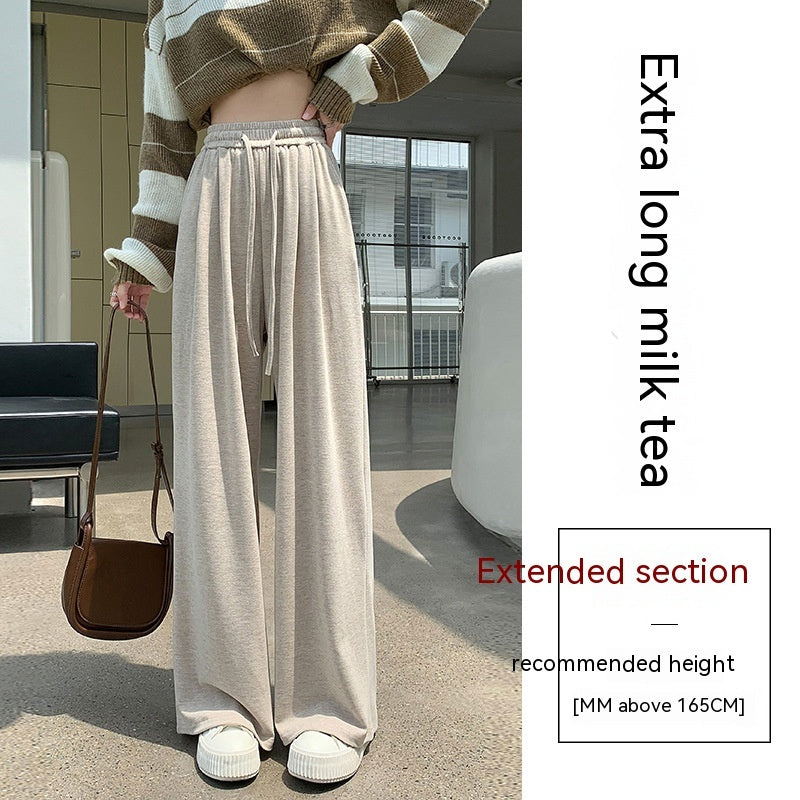 Autumn High Waist Loose Drooping Casual Leisure Style Knitted Mop Pants
