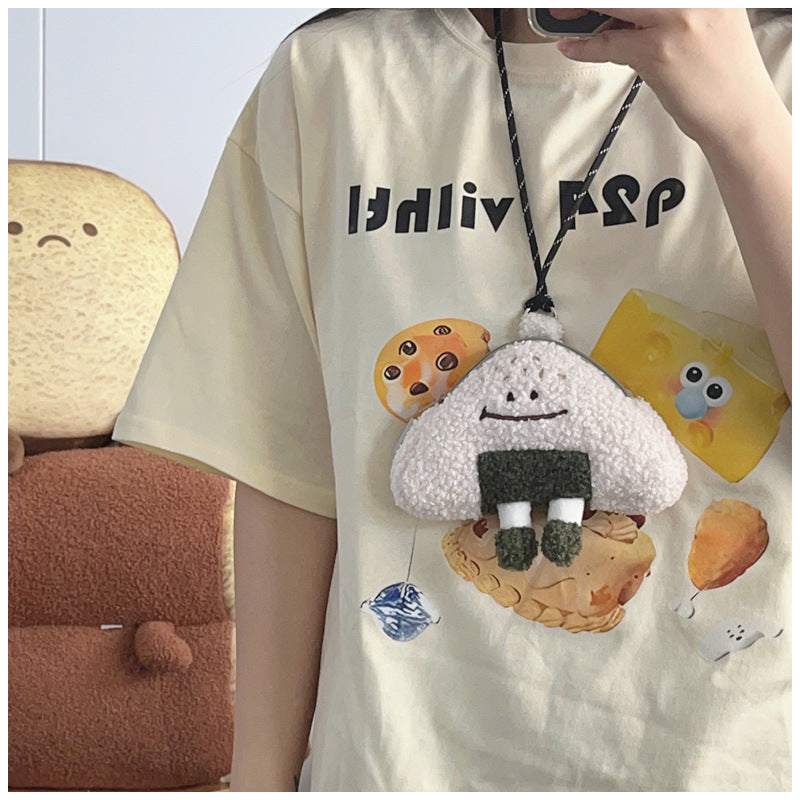 Cartoon Cute Expression Rice Ball Messenger Bag Halter