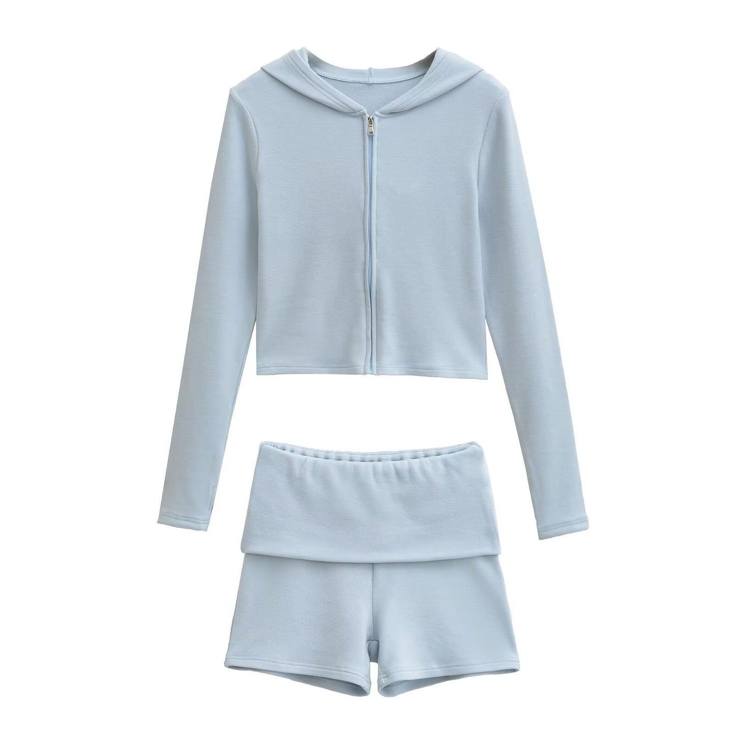 Flared Elastic-waist Bodycon Shorts Casual Set For Women