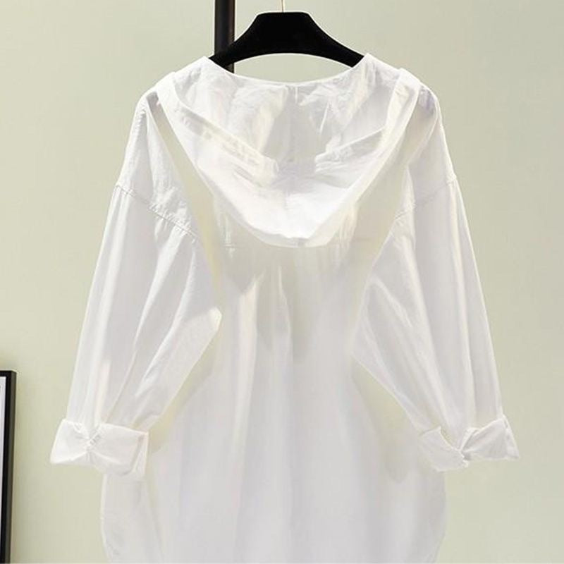 Hooded Pure Cotton Shirt Thin Women's Casual Sun-proof Coat