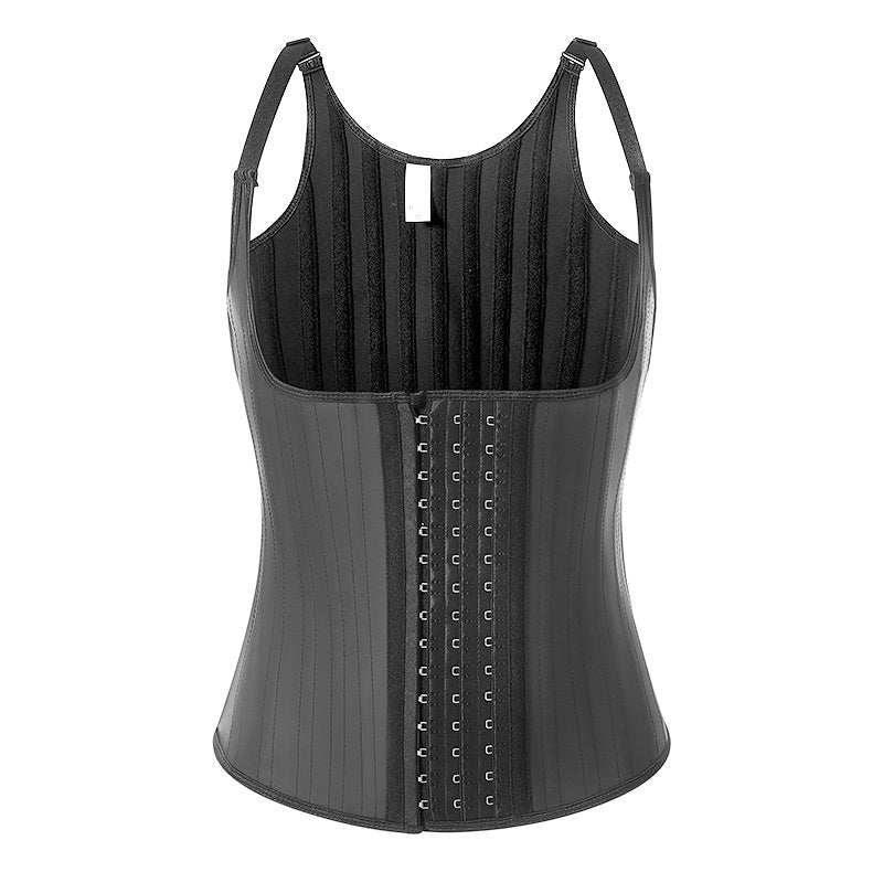 25 Bone Glossy Rubber Shoulder Strap Corset