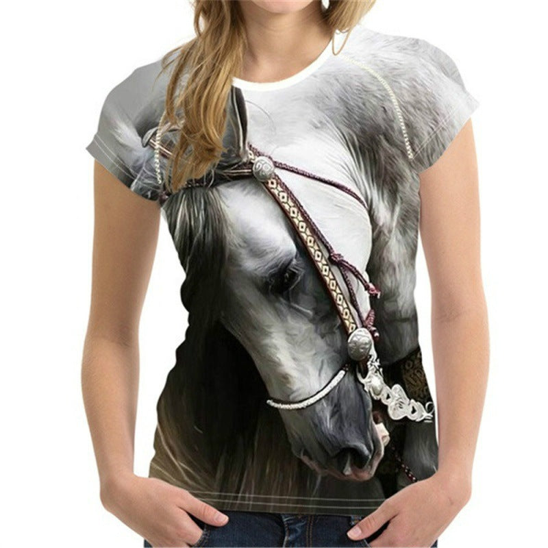 Urban Leisure Pullover Round Neck Digital Printing Short-sleeved Casual T-shirt