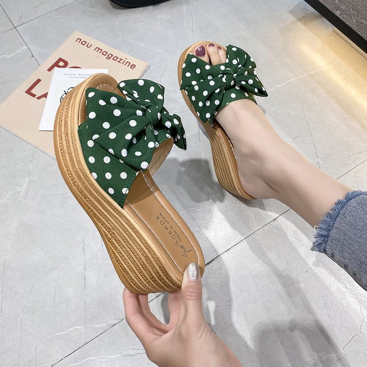 Fashion Word Out Wedge  Toe High Heel Slippers