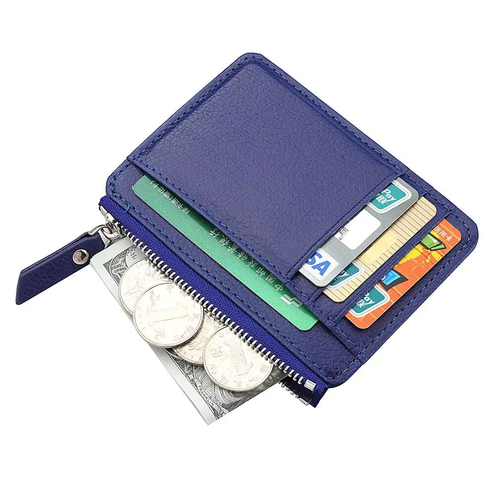 Mini Credit Card Wallet Id Card Holder Men'S Small Wallet Thin Sleeve Zipper Short Coin Wallet