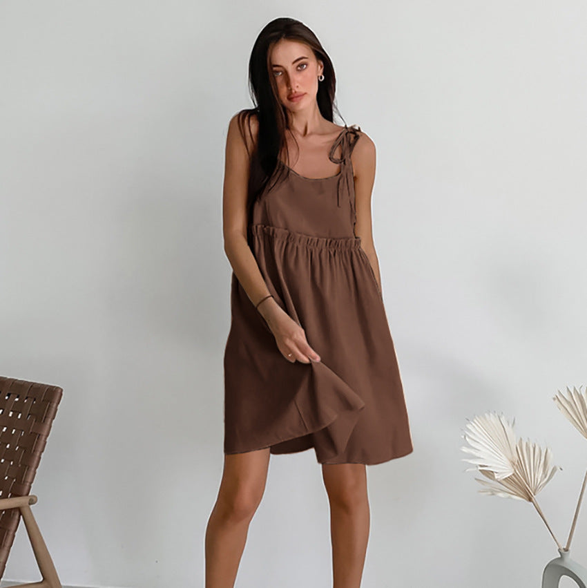 Womens Lightweight Cotton-linen Cami Nightdress