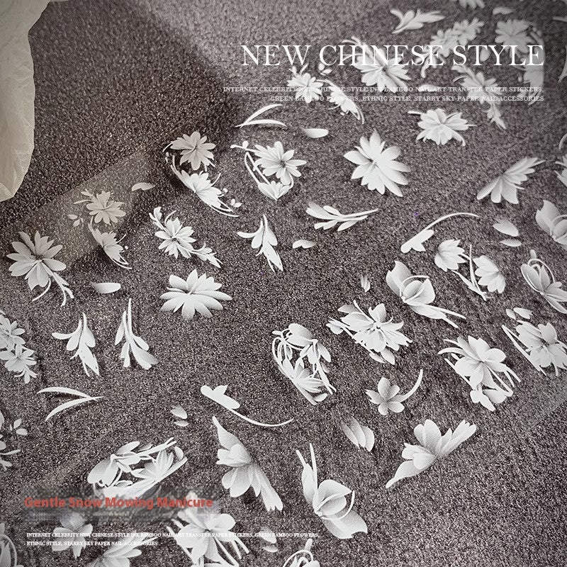 Nail Art White Snow Lawn Mower Semi Transparent Transfer Printing Sticker