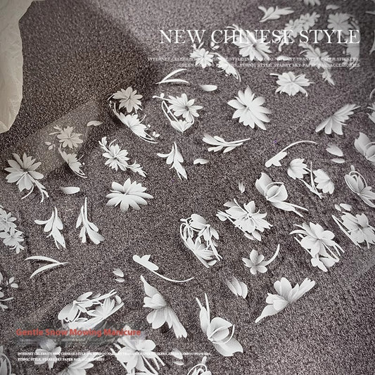 Nail Art White Snow Lawn Mower Semi Transparent Transfer Printing Sticker