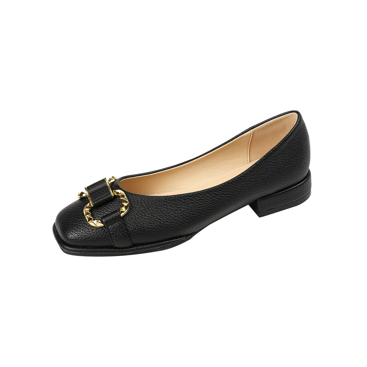 Pebbled Pumps Horsebit Low-heel Shoes