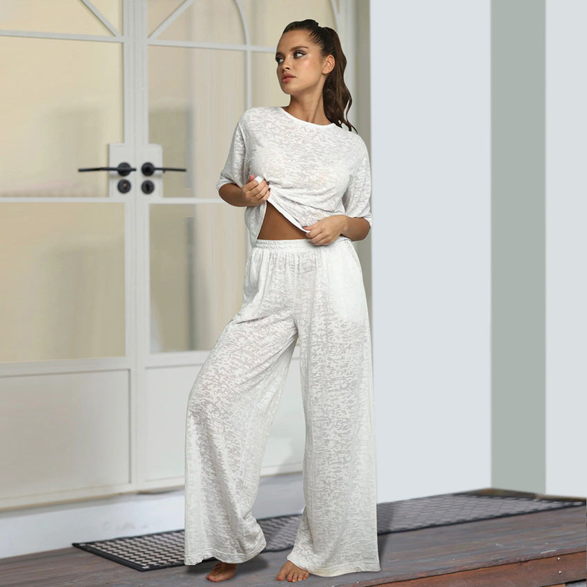 Loose Casual And Comfortable Womens Knit Loungewear Set