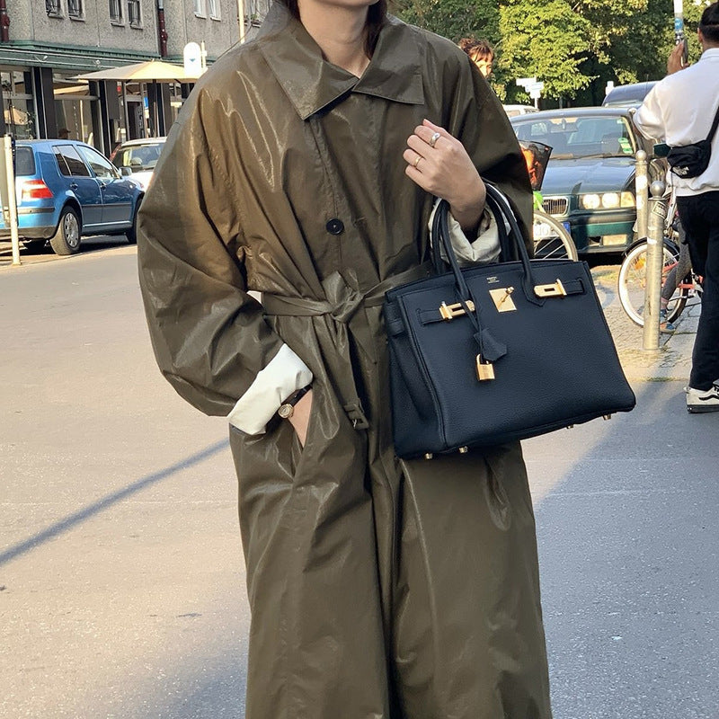 Retro Commuter's All-matching Profile Slimming Lace-up Trench Coat