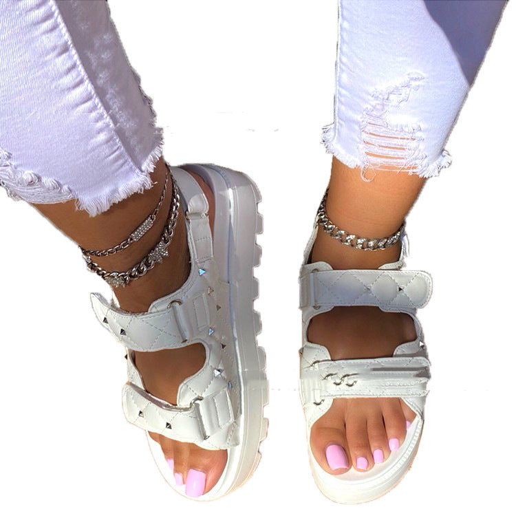 New Style Rivet Small Fragrance Velcro Ladies Sandals