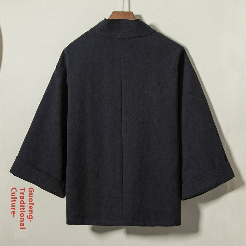Chinese Style Men's Clothing Loose Thick Cotton And Linen Robe