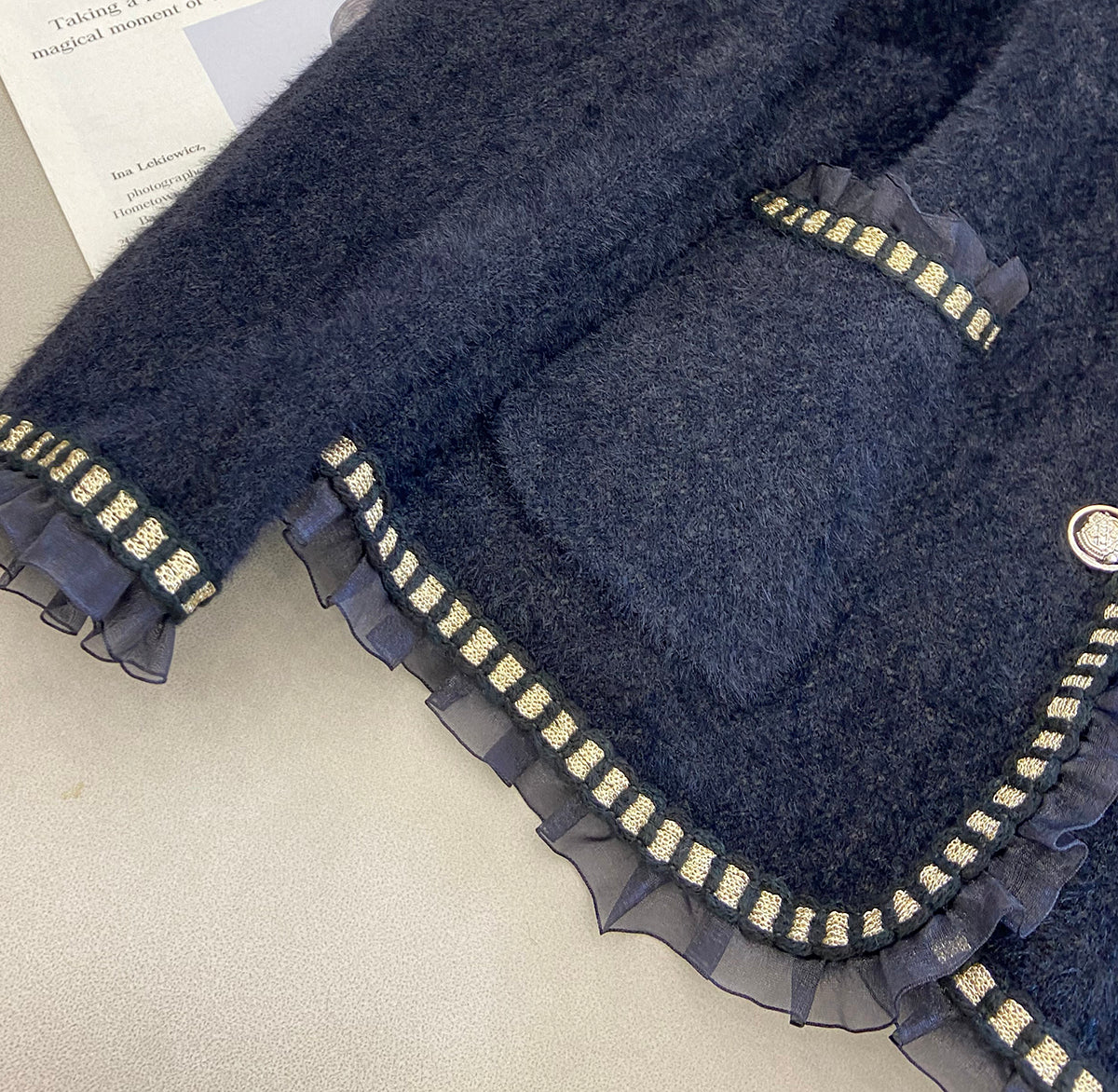Cardigan niche manteau velours vison style western haut de gamme