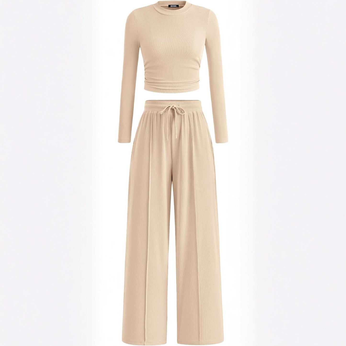 Women's Rib Fashion Navel Casual Suit
