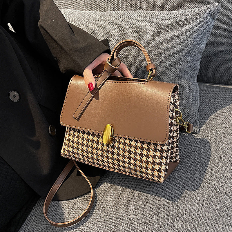 Color Niche Check Handbag Western Style Messenger Bag
