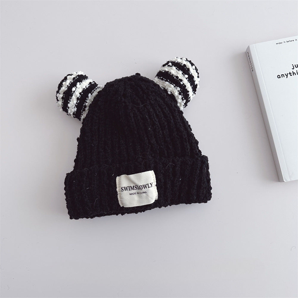 Ear Style Children's Stripes Knitted Hat Warm
