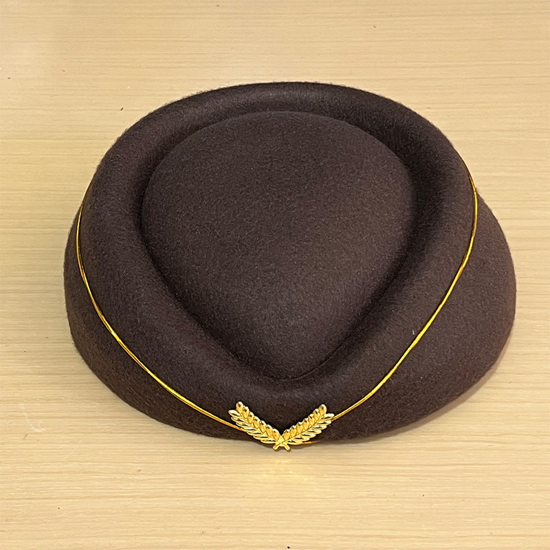 Simple And Versatile Flight Attendant Berry Hat