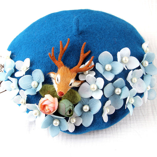 Women's Fashion Handmade Flower Beret Hat