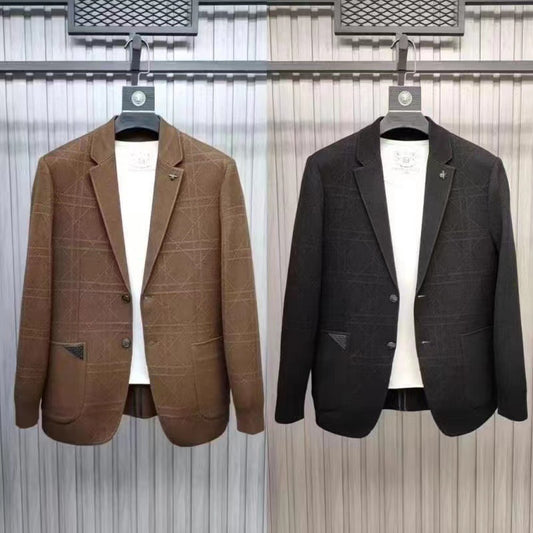 Men's AutumnWinter Suit Jacquard Sweater Outerwear