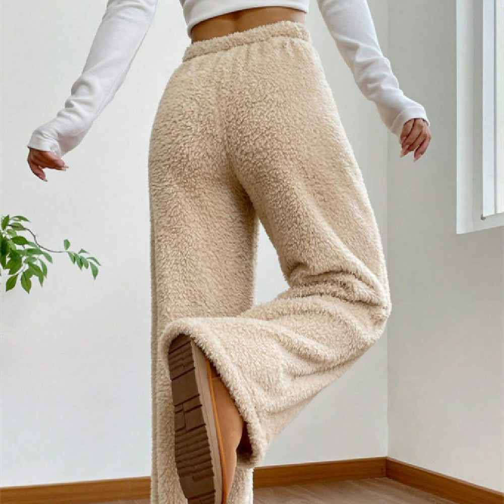Plush Casual Loose Soft Wool Warm Home Pants