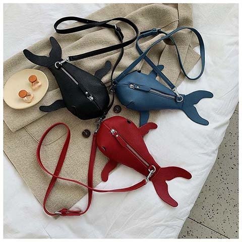 Fashion Creative Funny Personality Whale Pu Messenger Bag