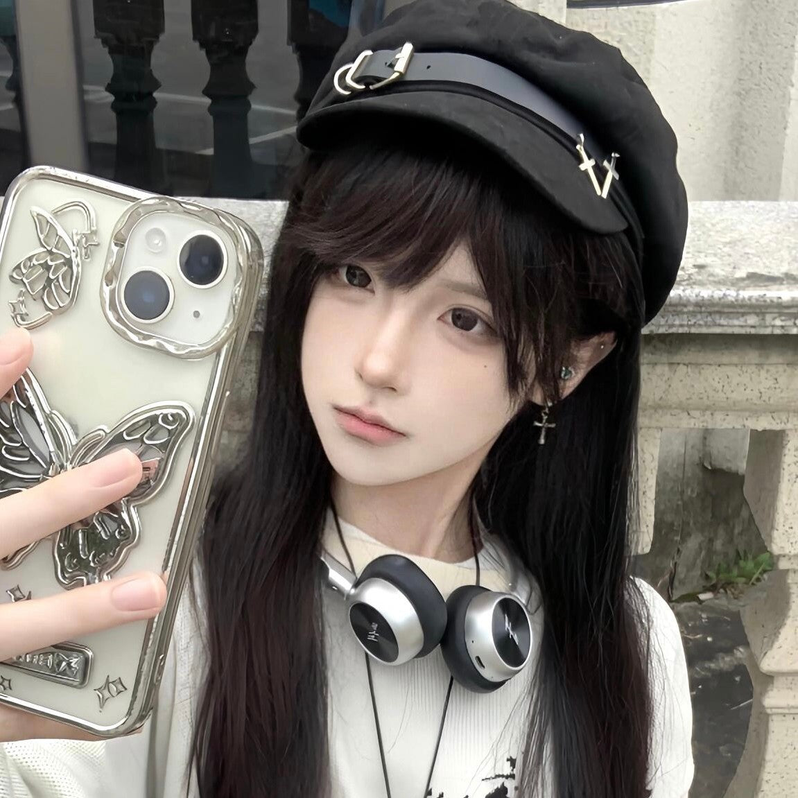 Korean Y2g Sub-culture Cute Cross Beret