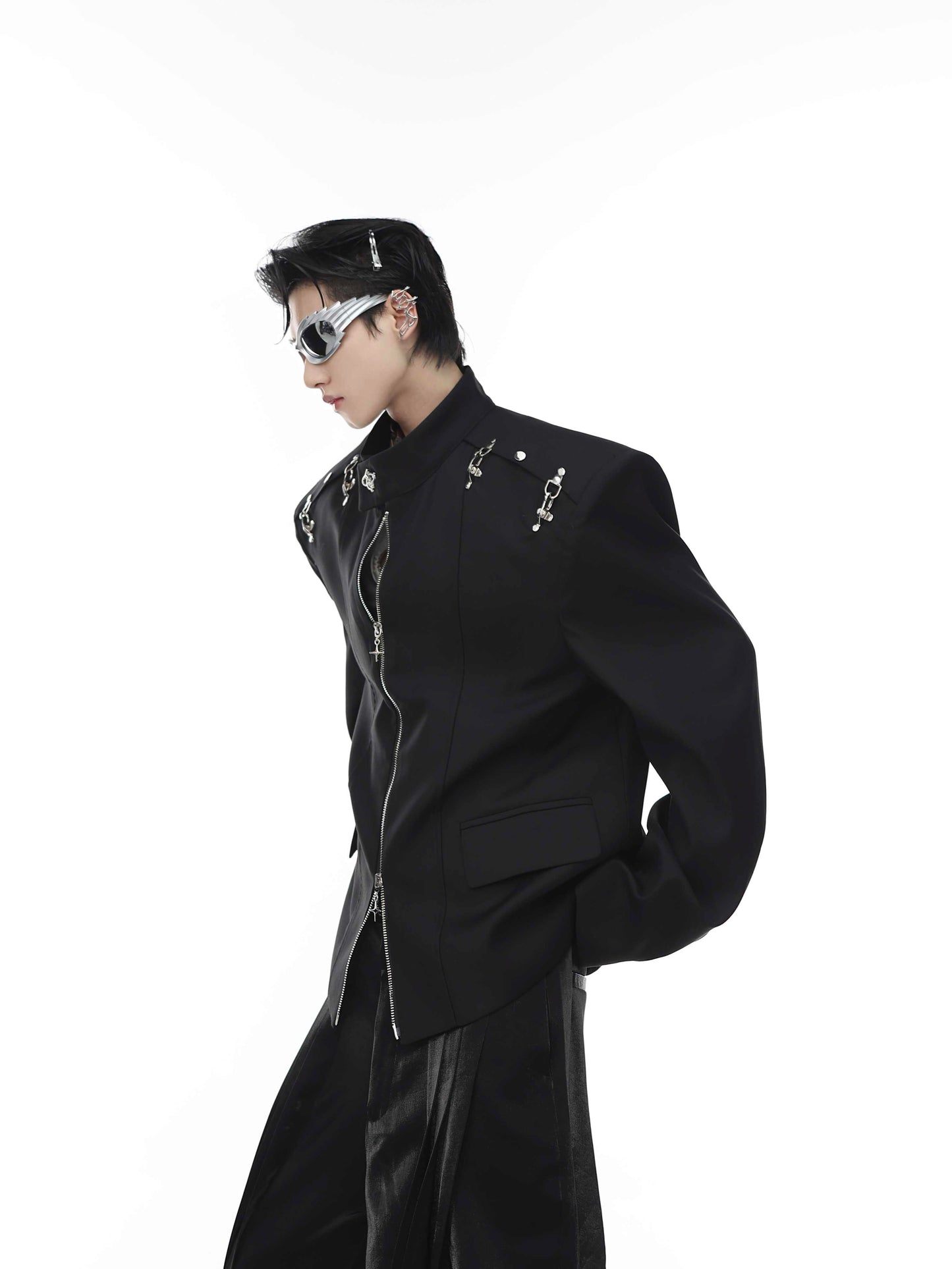 Suit Jacket Half Turtleneck Padded Shoulder
