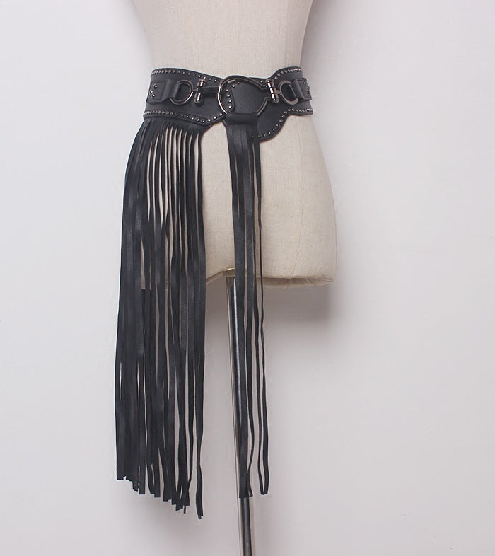 Personalized Long Fringe Fashion Buckle Wide Girdle Belt Belt