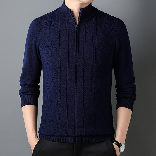 Half Zipper Thickening Thermal Head Cover Knitted Inner Match Woolen Sweater