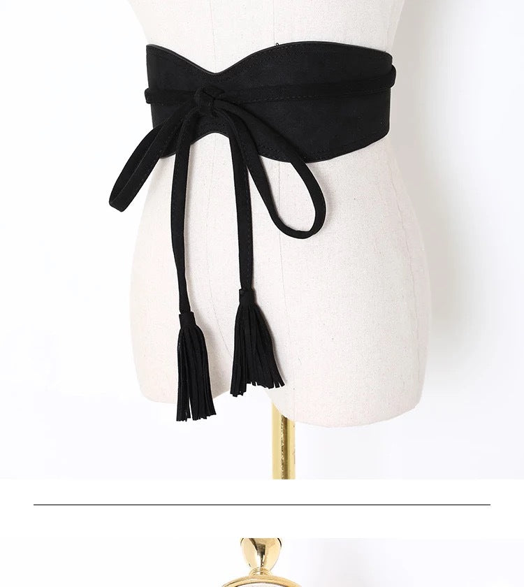 Girdle Tassels Bandage Fashion Waistband Slimming All-match Decorative Belt Dress Wide Belt