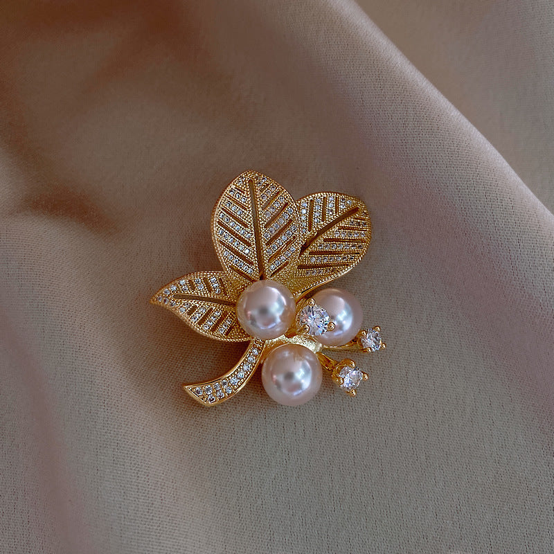 Pearl Leaf Diamond Butterfly Flower Geometric Ring Brooch