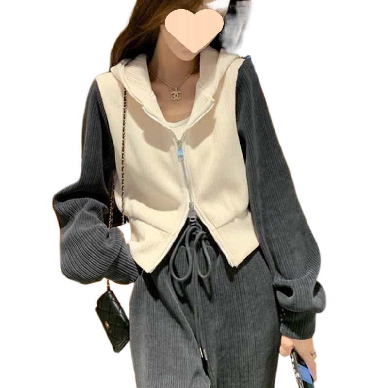 Ladies' Fashion Casual Hoodie With Wide-leg Pants Set