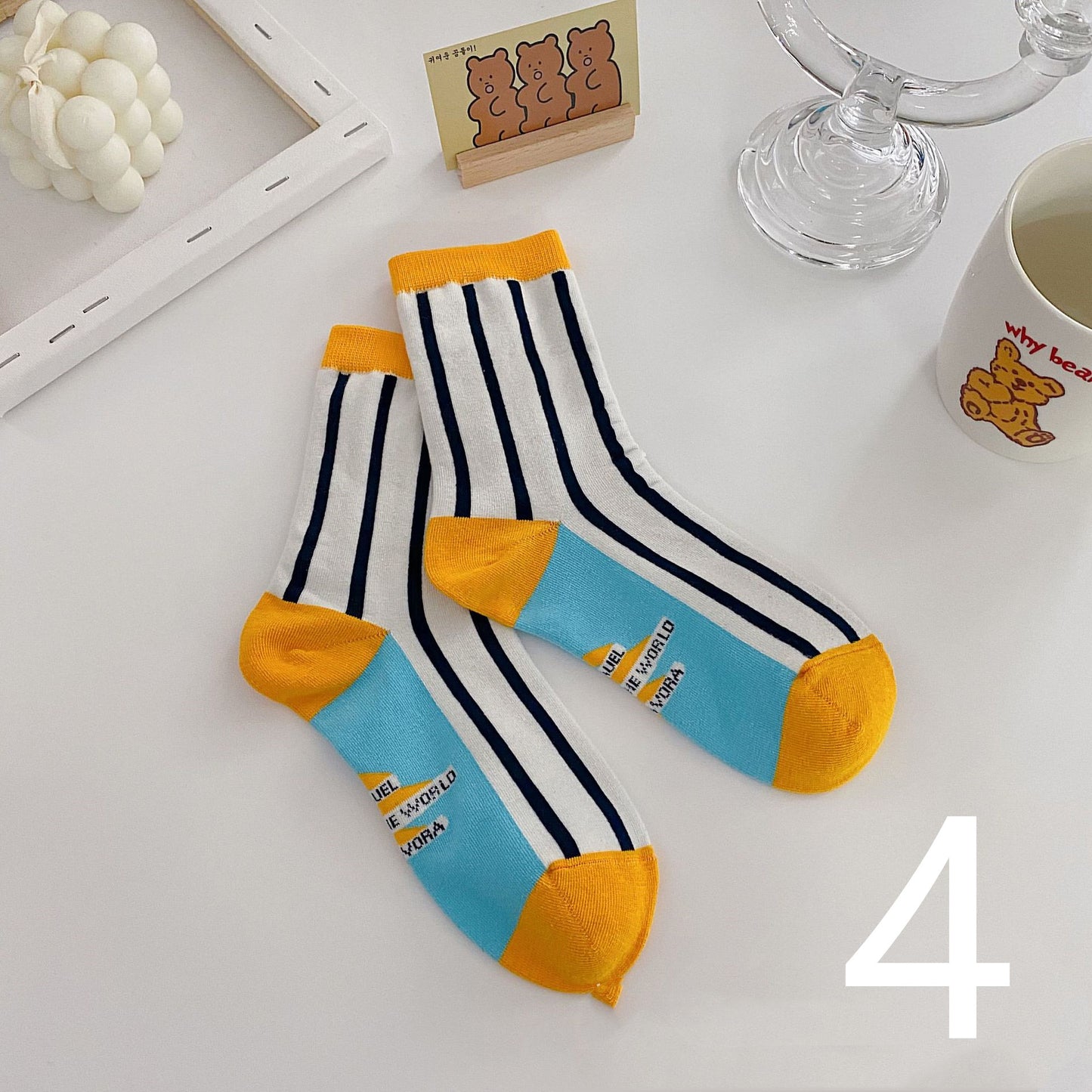 Women's Mid-tube Check Vertical Stripe Socks