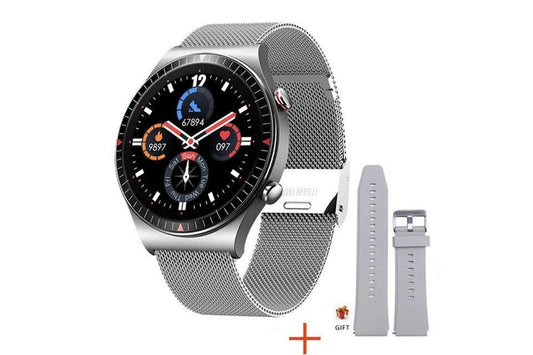 2024 New 4G ROM Bluetooth Call Smart Watch Men Local Music Heart Rate Fitness Tracker Smartwatch for Huawei GT2 Pro Xiaomi Phone - Mesh Belt Silver