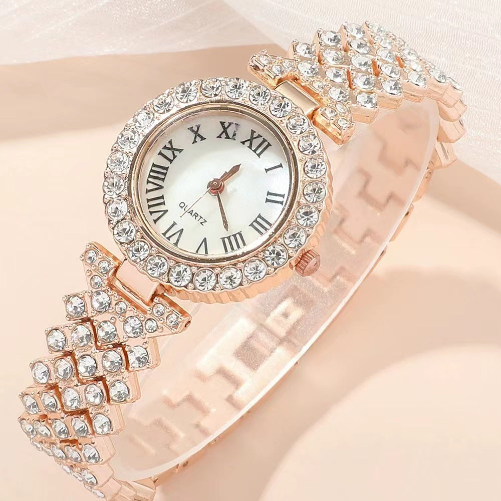 Diamant Damearmbåndsur Luksus Mode Gaveæske Ur Armbånd Seksdelt Sæt
