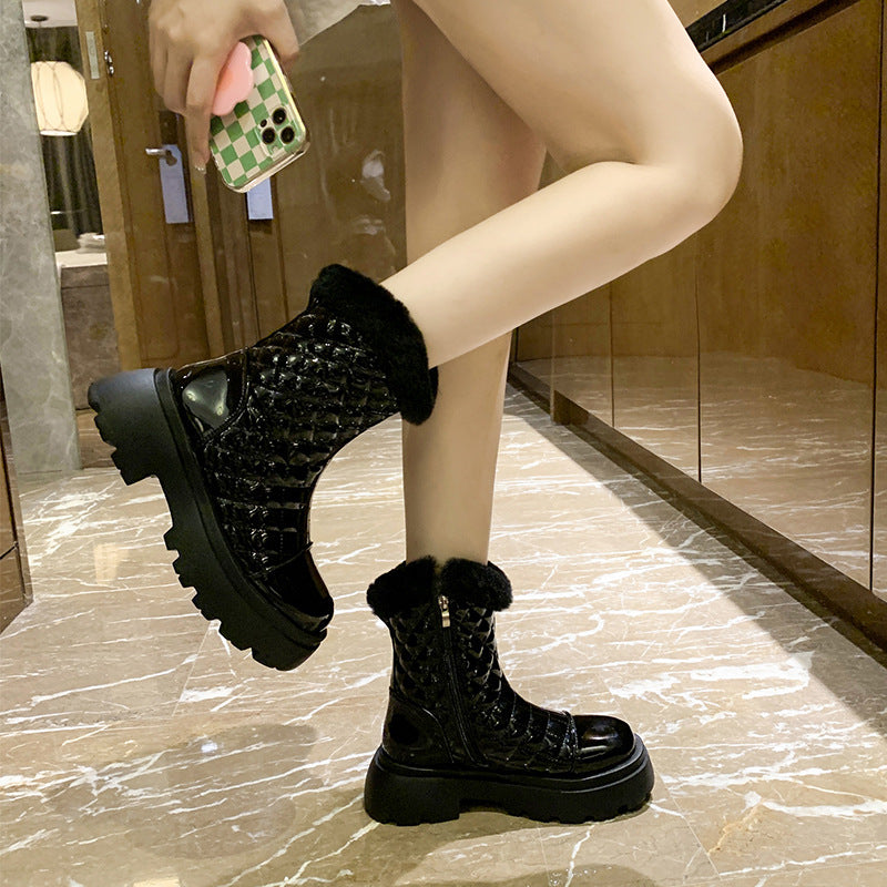 Suitable For Short Round Toe Fashion Boots Retro Casual Trend