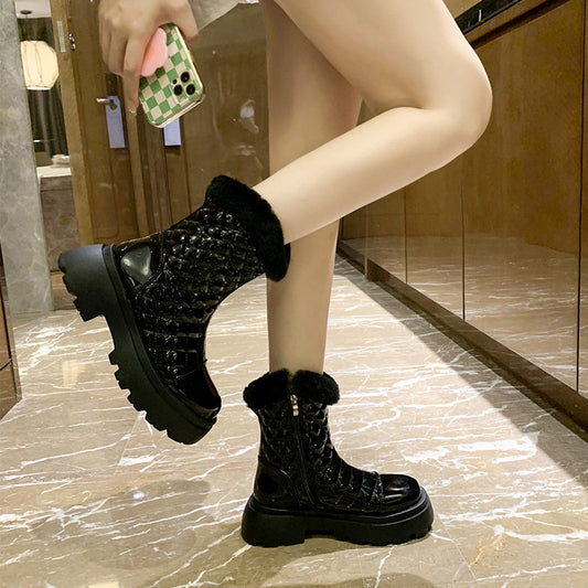 Suitable For Short Round Toe Fashion Boots Retro Casual Trend