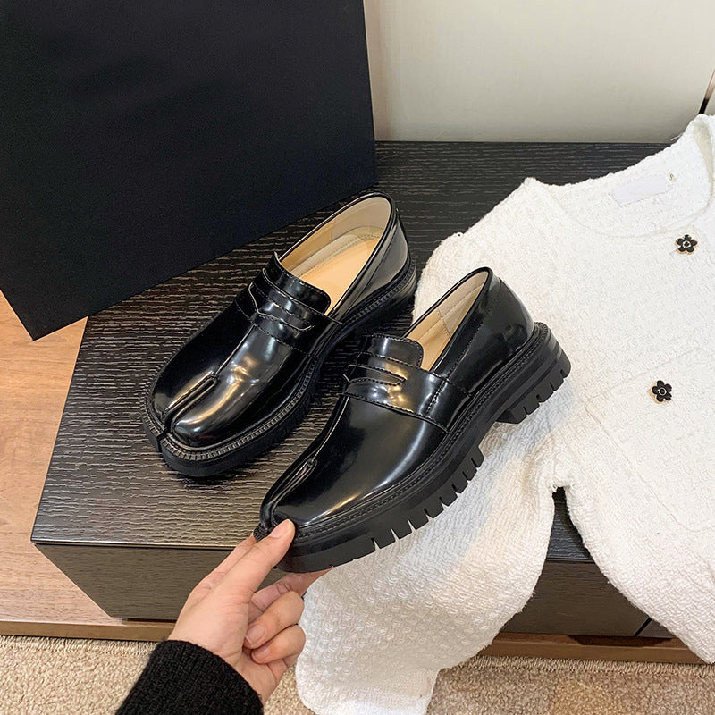 Autumn New Authentic Leather Split-toe Shoes Slip-on