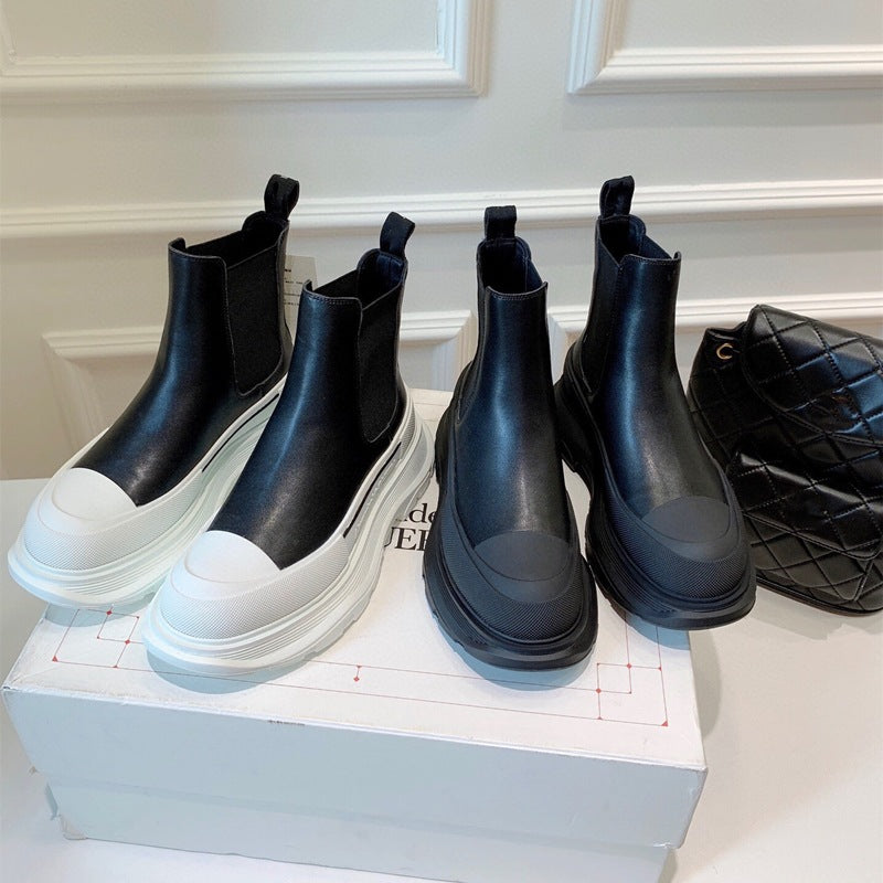 Alsidig læder high-top casual sko til kvinder