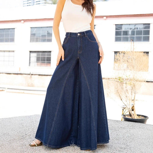 Elegante og minimalistiske vidde jeans i strækdenim