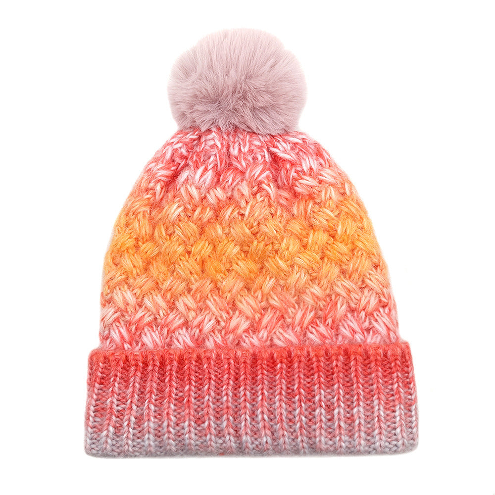 Cold-proof Woolen Cap Female Fleece-lined Thermal Knitting